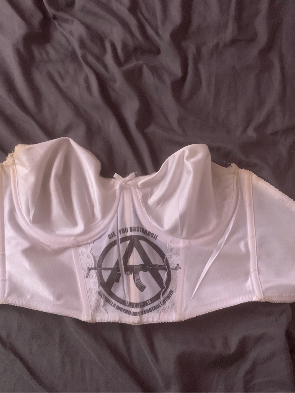 HAVOC White corset with Anarchy Graphic Detail